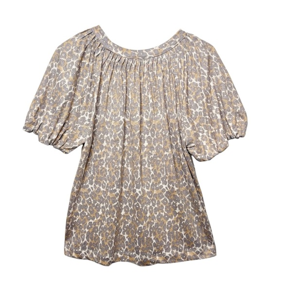 Anthropologie Maeve Linen Leopard Puff Short Sleeve Women’s Top Sz s - Picture 9 of 11